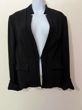 Calvin Klein - Women’s Black Open-Front Blazer Jacket With Front Hook